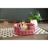 Lit pour chien confortable en velours capitonné, luxueux, portable, avec coussin amovible