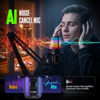Microphone USB de streaming SU5 AI pliable en métal avec bras articulé long pour bureau