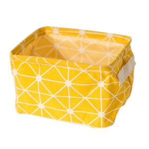 Fabric Desktop Storage Box Rectangle Foldable Lattice Pattern Office Organizer for Stationery Books Documents - Product Image 4