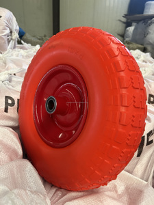 Rueda y Neumático Sólido de Poliuretano (PU) Antipinchazos 400-6 para Carretilla con Llanta de Plástico y Núcleo de Acero para Carros de Mano - Product Image 4