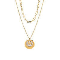 Collier en acier inoxydable double couche M Zibai Bei de style coréen pour femmes, populaire en ligne, luxe léger, sensation haut de gamme