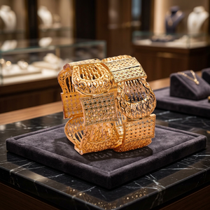 Venta al por mayor Dubai 14K 18K 24K chapado en oro moda Kada brazaletes, formando brazaletes joyería para mujeres, latón oro relleno Kada brazaletes. - Product Image 3