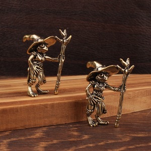 Figurine de grenouille magicienne rétro en laiton, artisanat en cuivre ancien, décoration d'intérieur, jouet, statues - Product Image 2