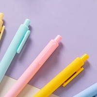 Macaronkleurige drukknop-balpen met aanpasbare logo-druk, 1,0 mm punt, gemaakt in China, eenvoudige plastic promotionele pen