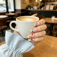 Kit de Manucure DIY pour Femmes de Haute Qualité, 24 Pièces d'Ongles en Forme d'Amande Pré-Collés Style Français avec Colle Rose, pour Salon et Usage Domestique