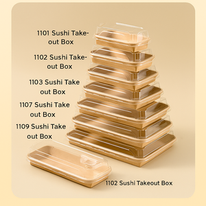 Boîte de papier résistant aux hautes températures boîte d'emballage de sushi en papier kraft jetable commerciale épaissie en gros de qualité alimentaire - Product Image 2
