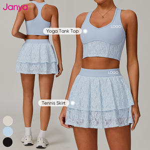 Janya Mulheres 2 em 1 Respirável Pickleball Desgaste Logotipo Personalizado Atacado 2 Peça Rendas Malha Ginásio Conjuntos de Fitness Golf Saia De Tênis Set - Product Image 1