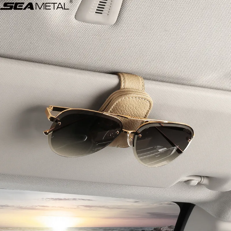 SEAMETAL Carbon Fiber Car Sun Visor Glasses Storage Holder For Car Accessories