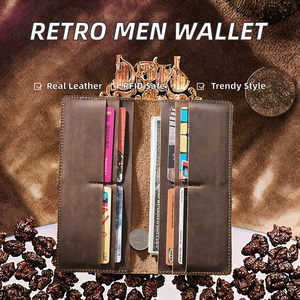 Monedero de Cuero Genuino con Bloqueo RFID, Estilo Retro para Hombre, de Cuero Crazy Horse, con Forro de Poliéster, Cierre Abierto, Corto - Product Image 2
