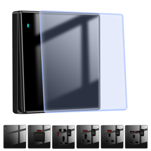 Hiện đại mỏng 16A 250V điện <span class=keywords><strong>push</strong></span> <span class=keywords><strong>button</strong></span> tường ánh sáng Thiết bị chuyển mạch nhà máy bán buôn Tempered Glass bảng điều chỉnh dây Đối với trang chủ sử dụng Anh - Product Image 3