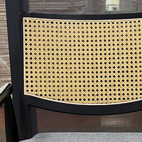 Chaise de restaurant en bois de caoutchouc de luxe nordique avec coussin de siège arrière en rotin semi-fini meubles de maison