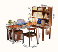 Bureau d'angle en bois massif en forme de L avec huche réversible et armoire à tiroirs mobiles, vente en gros