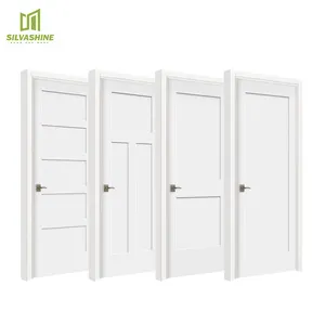 MDF Wood Shaker Style Prehung Doors Interior Molded Door Slab White Preimed Prehung Doors