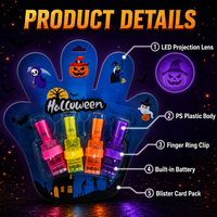 Lampu Proyeksi Jari Halloween Grosir, Cincin LED Menyala, Souvenir Pesta, Trick Treat Anak, Proyeksi Kustom