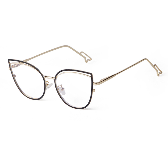 PSTY95597 New Vintage Metal Eyewear Luxury Designer Anti Blue Cat Eye Eyeglasses Large Frame Eye Protection Glasses for Ladies
