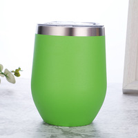 Tasses à sublimation de 12 oz en forme d'œuf, en acier inoxydable, isolées sous vide, pour vin, café, avec couvercle