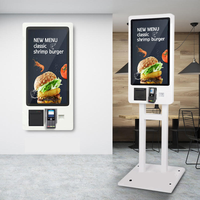 Kiosque en libre-service tactile 21,5/23,8/27 pouces avec imprimante/scanner pour la navigation des menus et les commandes pour les restaurants de restauration rapide, les cafés et les magasins de boissons