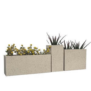 Vaso per Fiori Mini Quadrato con Rivestimento in Polvere Bianca, Fioriera per Esterni, Sala Attività, Negozio - Product Image 1