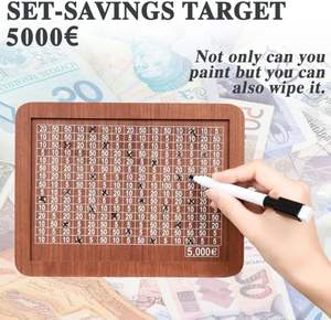 Tirelire <span class=keywords><strong>Caisse</strong></span> Forte en Bois pour Épargne, Boîte Épargne <span class=keywords><strong>d</strong></span>'Argent en Bois avec Objectif et Nombres (10000) - Product Image 5