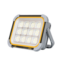 Projecteur de travail solaire LED 1500LM, lampe de secours rechargeable 3600mAh, panneau pliable en 4, étanche IP66, intensité réglable, portable pour le camping