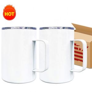 แก้วกาแฟสแตนเลสแบบพกพา 12 ออนซ์ พร้อมหูจับและฝาเลื่อน สำหรับแคมป์ปิ้ง พิมพ์ลายได้ จัดส่งฟรี - Product Image 2