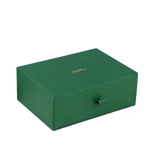 Caja de cajón deslizante de lujo con impresión personalizada, cartón rígido duro con cinta de cuerda, funda de regalo, lámina dorada en relieve, laminación mate