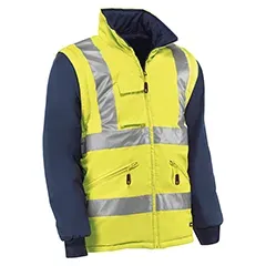 Parkas - HV709 XS Riflettore - Colore: Giallo/blu fluorescente - Strisce riflettenti verticali e orizzontali. Chiusura con cerniera - Product Image 2