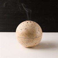 Diffuseur d'aromathérapie en pierre de travertin jaune naturel Maxery Brûleur d'huile essentielle Bureau à domicile Atmosphère relaxante unique