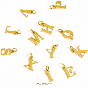 Abalorios con Letras del Alfabeto |   Colgante de Acero Inoxidable Chapado en Oro PVD de 18K con Inicial para Creación de Joyería DIY |   Duradero e Hipoalergénico - Product Image 3