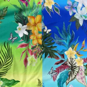 Modernes Design Günstige benutzer definierte Blatt muster Hawaiian Print 100% Rayon Popel ine Stoff Digital bedruckte Rayon Stoff für Kleid