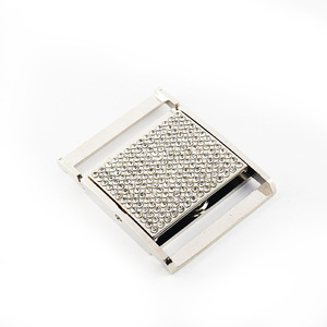 Hebilla de Liberación Lateral de Aleación de Zinc Plateada con Diamantes de Imitación para Bolsos y Cinturones K589, Accesorio de Hardware Duradero y Resistente al Desgaste - Product Image 3