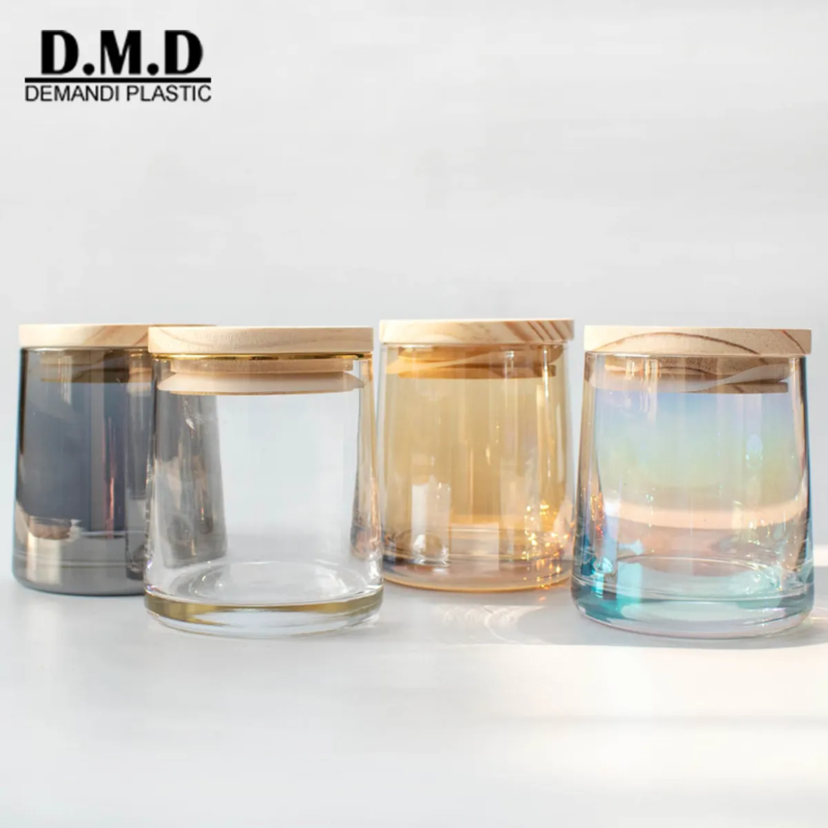 Vela de vidro vazia de luxo, frasco de vidro cinza transparente 8oz 10 oz, jarra de vidro de 250ml e 300 ml