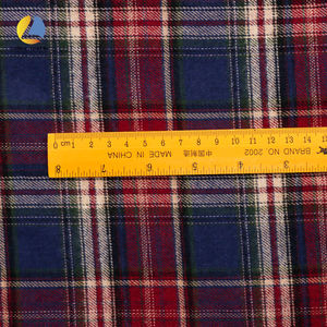 新款16s色织斜纹格子100% 棉编织格子拉丝棉面料法兰绒经典衬衫 - Product Image 2