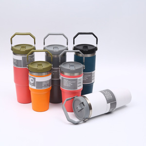 Custom Logo Transparent <b>Double</b> <b>Wall</b> Plastic Tumbler Travel Coffee <b>Mug</b> Handle Straw Reusable Unisex Boiling Water Safe Party - Product Image 6