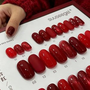 SUUSEEGEL-Juego de esmalte de uñas en Gel rojo, 20 piezas, purpurina de diamante triturado con efecto ojo de gato, Gel UV, manicura profesional para salón de uñas - Product Image 3