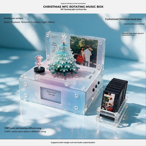 Boîte à musique rotative NFC personnalisée pour Noël avec lumière LED, cadre photo DIY, cadeau de Noël personnalisé - Product Image 2