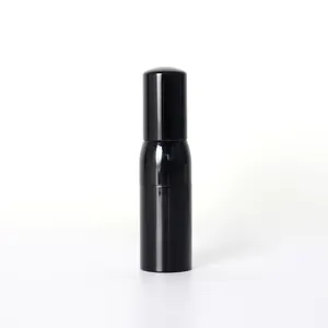 Botella de aluminio negro de alta gama, pulverizador de vapor fino, loción de agua de viaje, botella de tóner