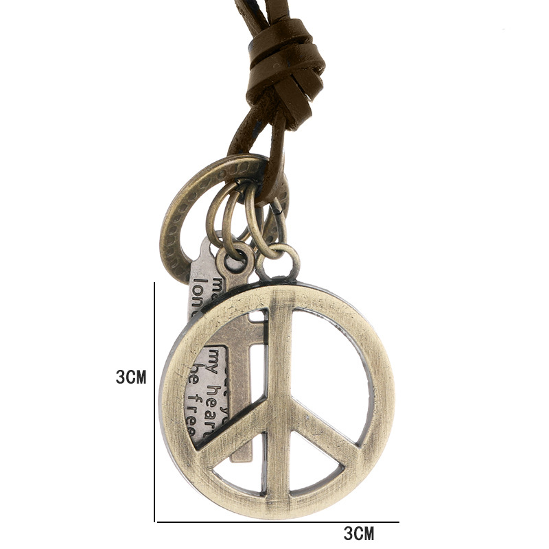 Collana Lunga Bohémien Con Ciondolo Cerchio Della Pace - Argento - Regalo Per Donne E Ragazze