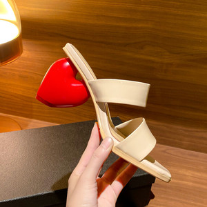 Latest High Heel Shoes for Women Unique Trendy Summer Open Toe Chunky Heel EVA Sandals Heart Luxury - Product Image 2