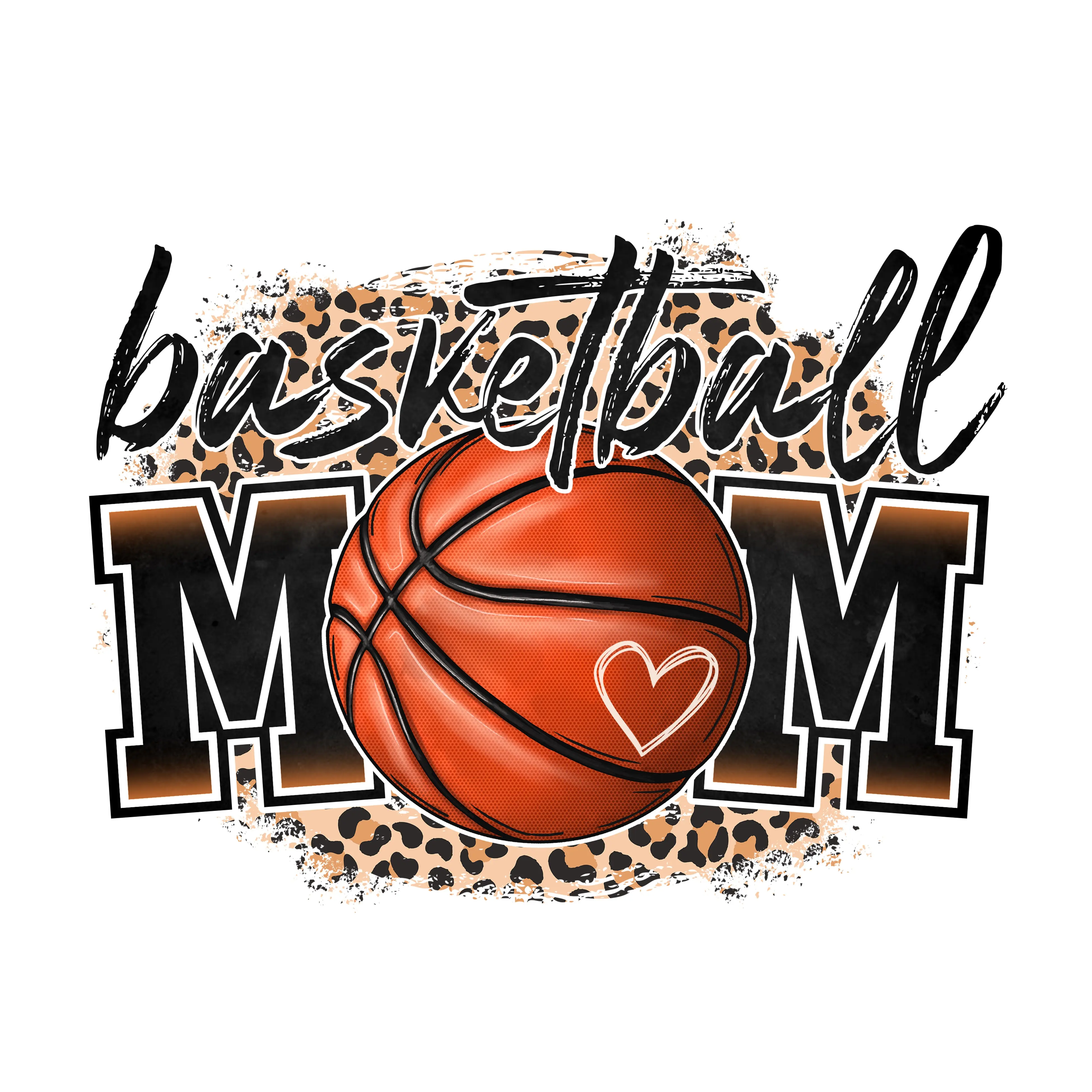 2023 Custom Basketball mom mother High Quality Screen Print Leopard Sticker Dtf Transfer For Clothes Hat