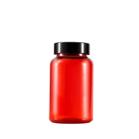 Conteneur en PET de 150 ml et 200 ml avec bouchons rouges, flacon en plastique vide pour capsules de suppléments et de vitamines, avec couvercles noirs anti-UV pour l'emballage