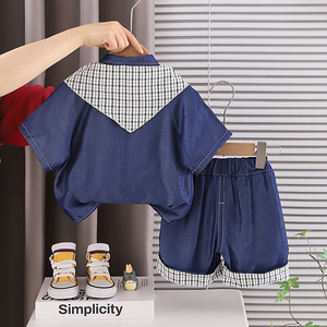 Ensemble T-shirt et <span class=keywords><strong>short</strong></span> décontracté d'été pour garçons, motif dessin animé en coton, service ODM OEM, vente en gros de vêtements pour enfants - Product Image 4