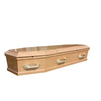 Ataúdes funerarios ensamblados de estilo europeo, suministro de fábrica, ataúd satinado de madera maciza profesional de alta calidad