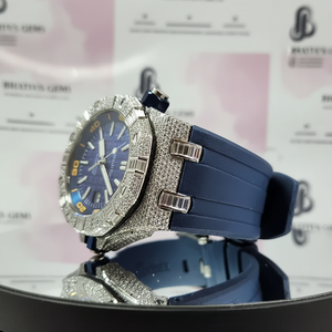 Montre Chrono Moissanite à cadran rond de luxe pour hommes, mouvement à quartz en diamant, cadran en verre de style professionnel, bijoux tendance Hip Hop - Product Image 1