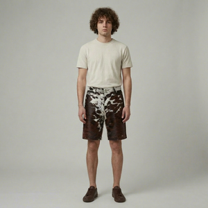 Pantalones Cortos de Cuero Vacuno Auténtico para Hombre, Hechos a Mano, con Estampado Animal Natural, Peludos, Moda Veraniega, Estilo Urbano, Diseño Casual - Product Image 1