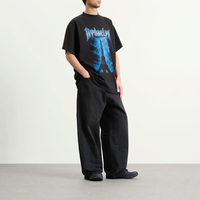 T-shirt en coton surdimensionné à col rond, imprimé avec un motif personnalisé, poids lourd 200-300 GSM
