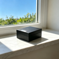 Boîte cadeau rectangulaire en bois noir avec compartiment EVA, charnière métallique, logo personnalisé pour l'affichage de précision des outils et l'emballage de cadeaux haut de gamme