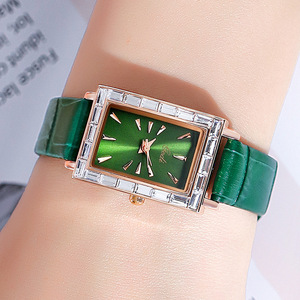 New women's watch simple elegant and stylish with a square dial and leather strap - Product Image 2