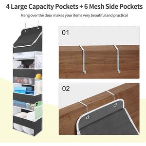 Behind the Door Storage <b>Shelf</b> Organizer 4 Large Capacity Pockets 6 Mesh Side Pockets 33 Lbs Weight Capacity Hanging - Product Image 5