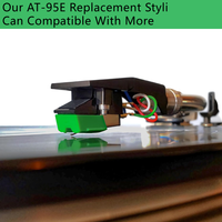 Stylet de remplacement NEXVOGUE pour tourne-disque Audio-Technica AT-95E, compatible avec les matériaux diamant/PPS/ABS, pointe semi-conique, vert